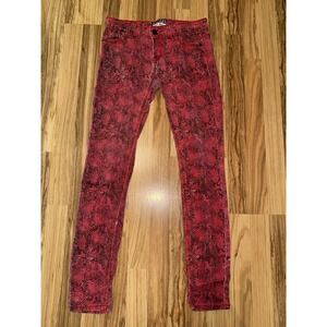 Hot Kiss Skinny Lily‎ Red Black Snake Print Jeans Size 5